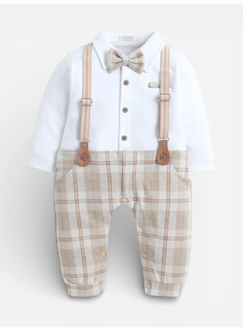 victor and jane Infant Boys’ Shirt, Bow Tie & Suspenders Mock Romper Set